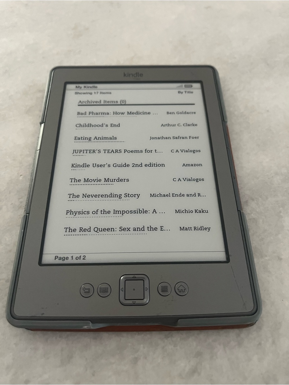 Amazon Kindle E-Reader - Gray with Orange Trim